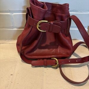 Genuine Red Leather Vintage Coach Bucket crossbody